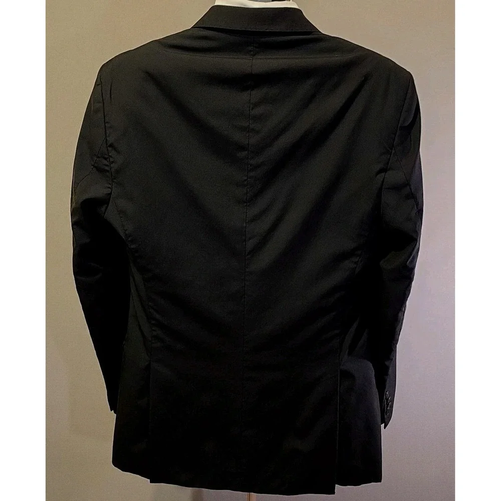 Versace Collection Mens Luxury Blazer IT 56 Black Wool Silk 2 Button Sport Coat
